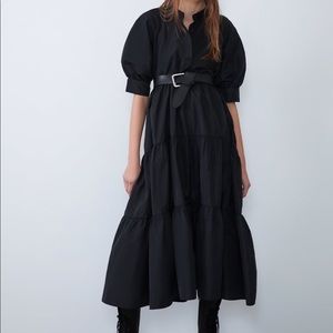 Zara Black Taffeta Voluminous Dress